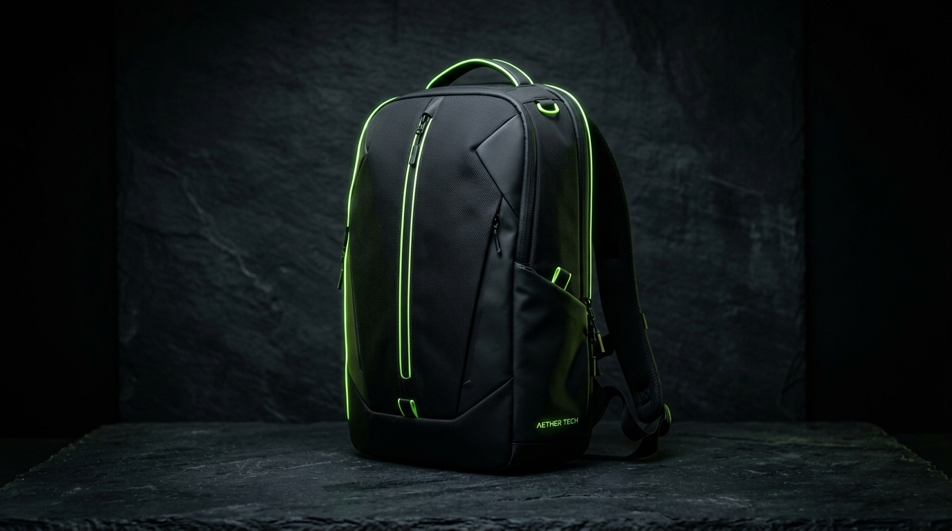 Futuristic Matte Black Backpack