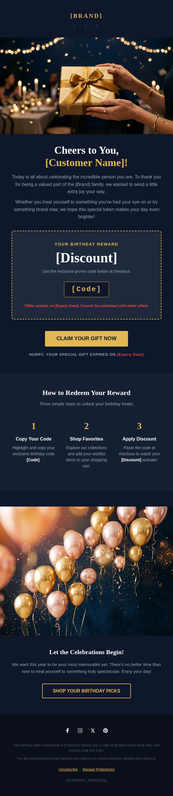 Luxury Birthday Gift Email